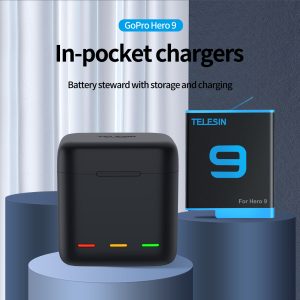Hot GoPros Hero 10 Accessories Telesin 3-Channel Storage Battery Charger Box for GoPro Hero 10 and 9 Cameras