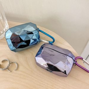 For AirPods Case 3D Luxury Bling Rhombus Earphone Cases for Airpod 1 2 Pro Protect Cover Accessories With Finger Ring Strap