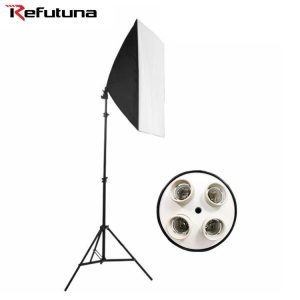 Photo Studio Softbox 50*70cm Four Lamp Terminal Soft Box with 2M Light Stand Photography Softbox Lights