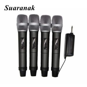 Audio UHF-413B Hot Sale UHF Wireless Handheld Mic System Professional 4 Channels Karaoke Microphone