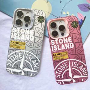 Fashion Trend Silver Stone Island Phone Case for iPhone 16 15 14 13 12 11 Plus/pro Max